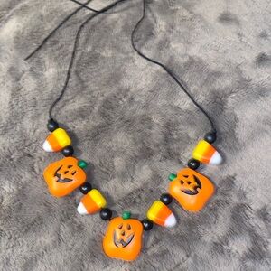 Halloween Pumpkin and Candy Corn Necklace